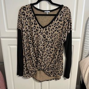 Leopard print knit top